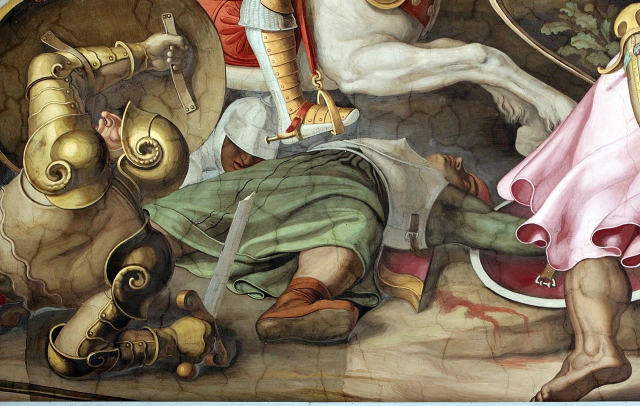 Affreschi di casa Massimo - battaglia, Stanza di Ariosto, Villa Giustiniani Massimo, Roma, dettaglio 9